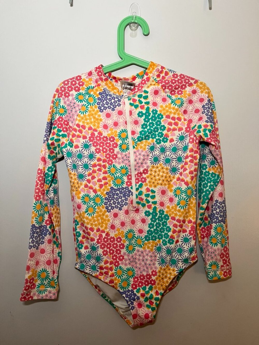 Hanna Andersson Floral Long Sleeve One Piece Swimsuit Girls 120 / 6-7